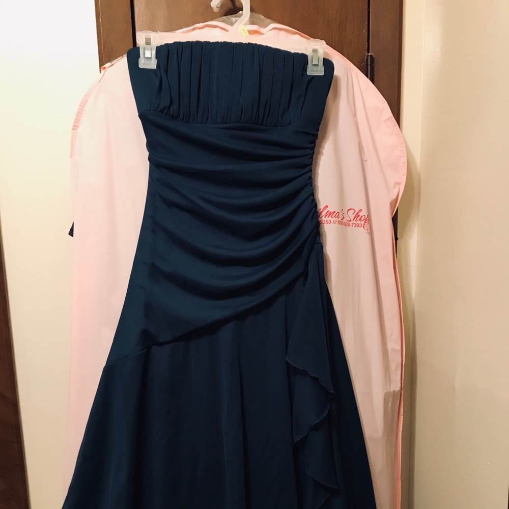 Strapless blue/Green Cocktail Dress